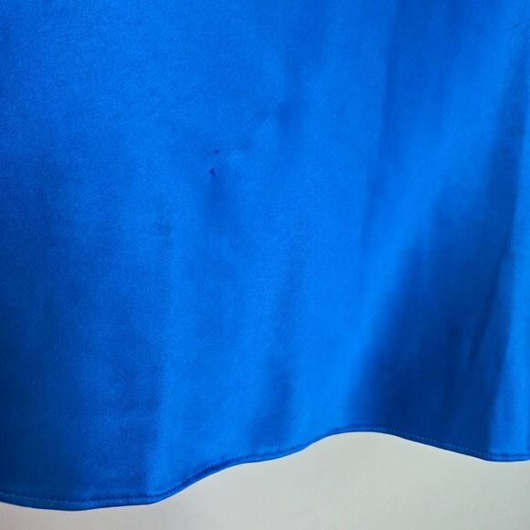 Victorias Secret Slip Size Medium Liquid Satin Lace Mini Cami Dress V Neck Blue - Picture 4 of 5
